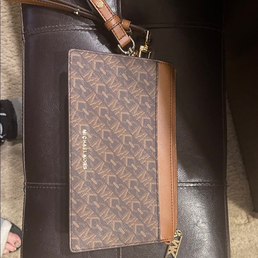 Michael Kors Tan and Brown Monogram Men's Bag
